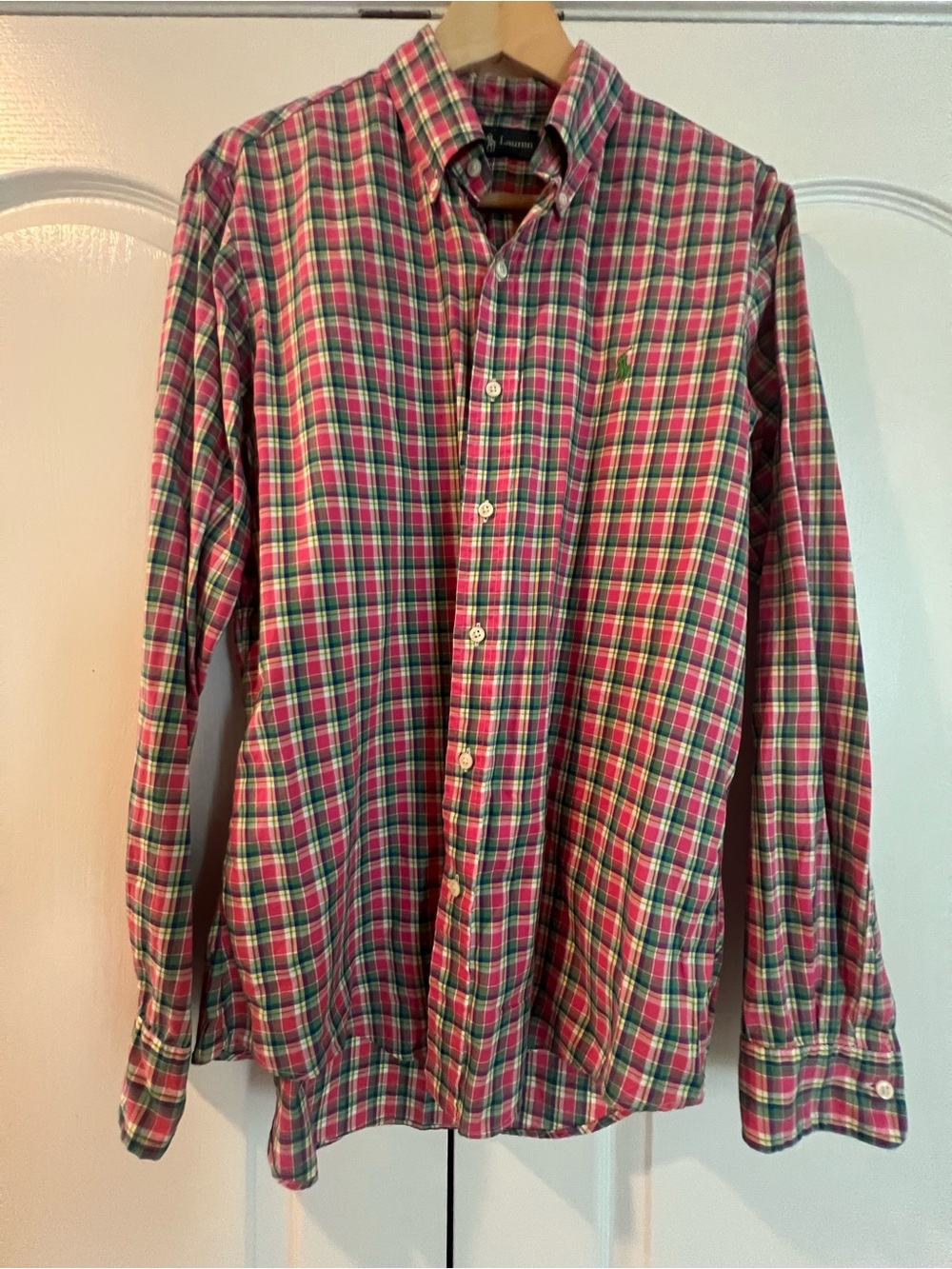 Ralph Lauren Pink and Green Plaid Button-Down Shirt